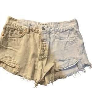 WE THE FREE People White Button Fly Cut Off Distressed Denim Shorts Size 26